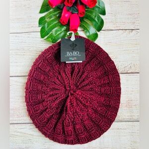 BA-BO Florence Women’s Maroon Knit Beret Hat One Size NWT